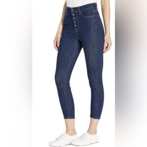 7 For All Mankind Aubrey Button-Fly High Rise Skinny Jeans Dark Blue Sz 26